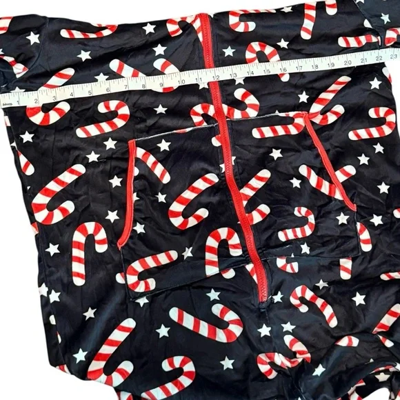Unisex Adult Candy Cane Christmas Onesie Hoodie Pajamas Sz Small Fleece NWOT - Picture 6 of 9